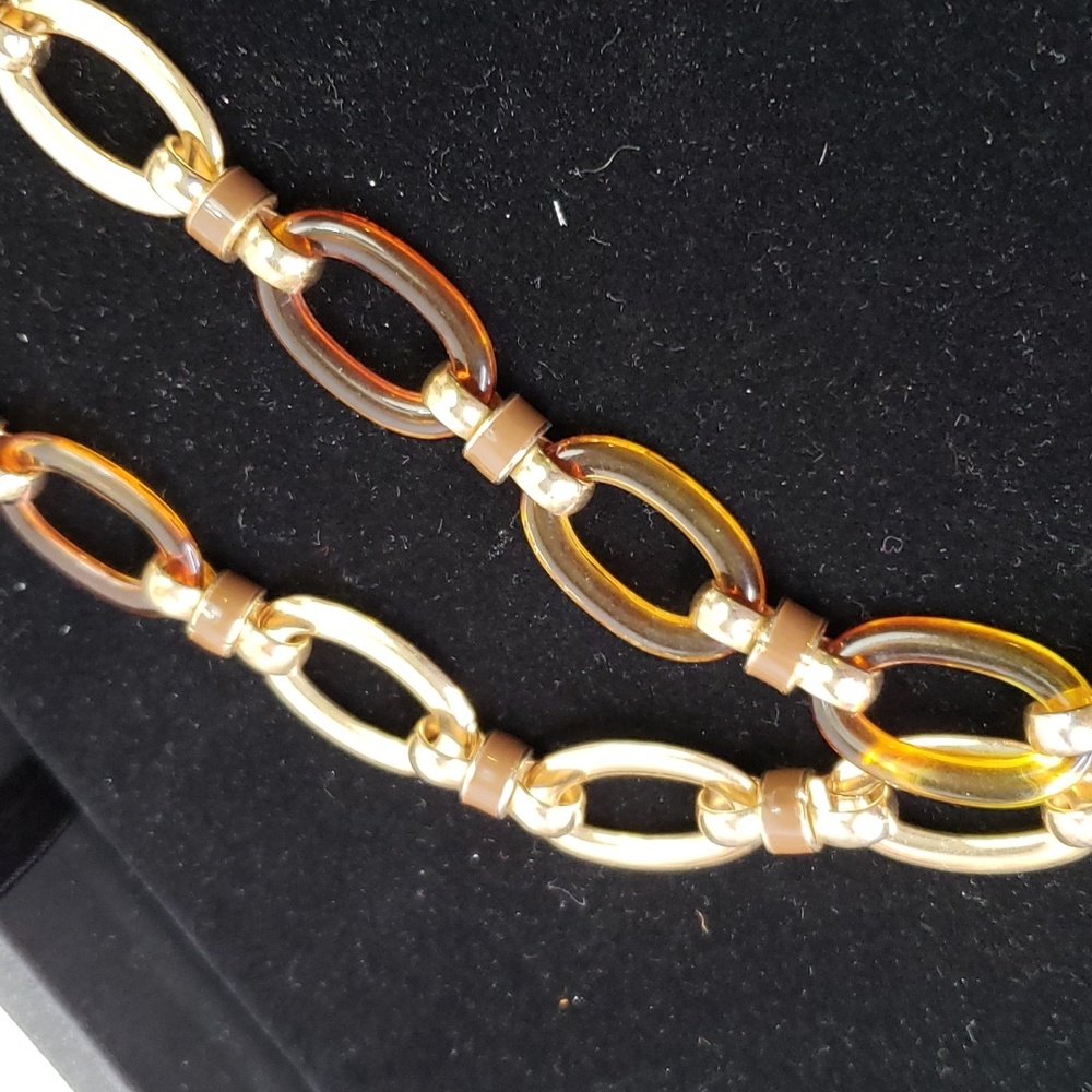 Coldwater Creek necklace Boho faux  amber tortoise gold necklace - Picture 6 of 6